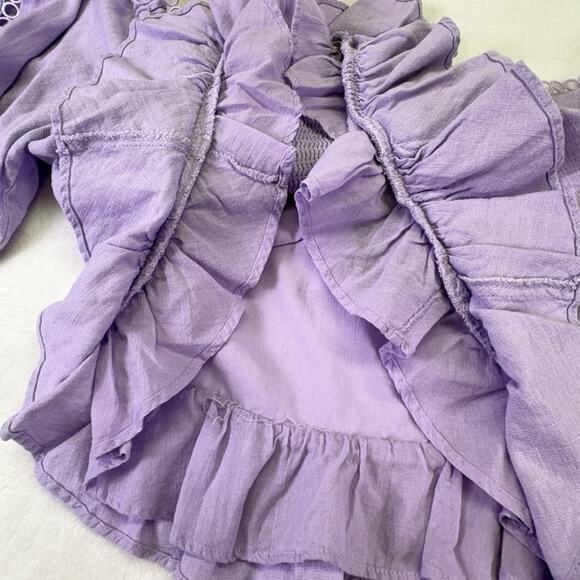Express Off Shoulder Peplum Corset Cropped Blouse Ruffle Hem Purple Size XL - Picture 10 of 14